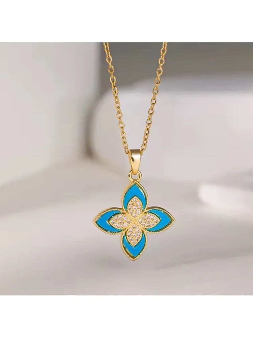 Alhambra Green Clover Crystal Necklace